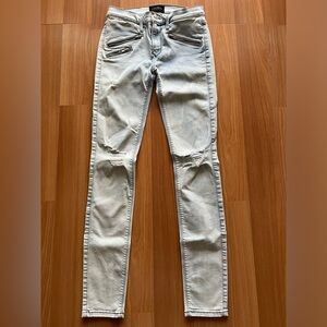 Black Orchid Distressed Skinny Jeans Zipper Pockets Moto Style Size 26